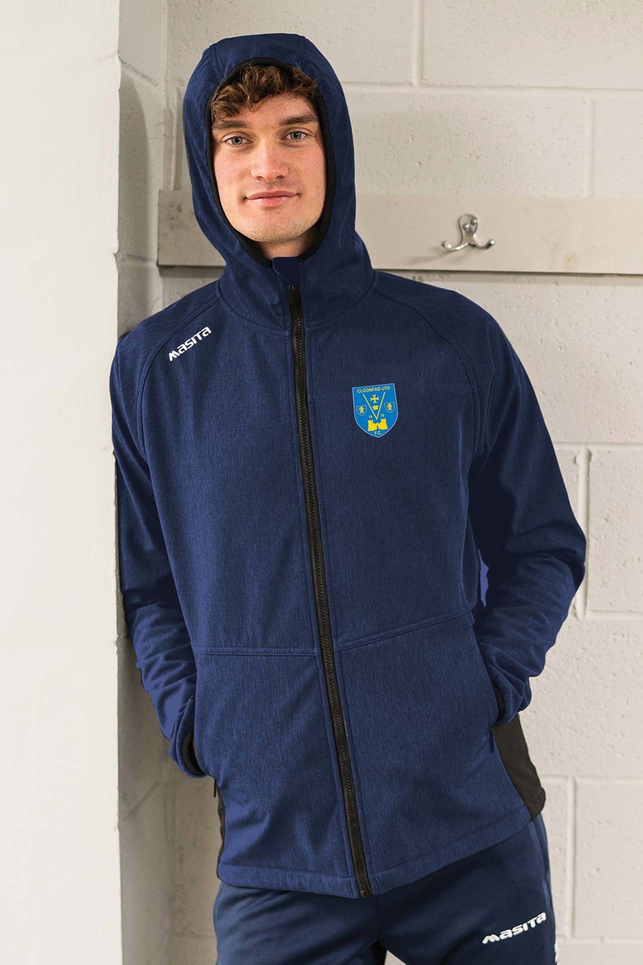 Cloonfad Utd Pop Up Shop Navy Softshell Hoodie Jacket Kids & Adults