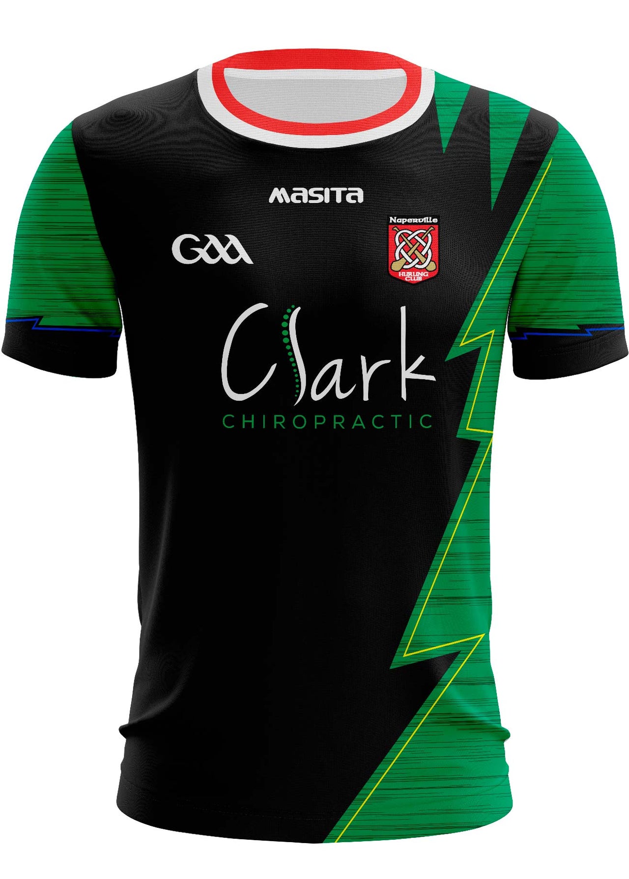 Naperville Hurling Club Clarke Black/Green Jersey Player Fit Adult