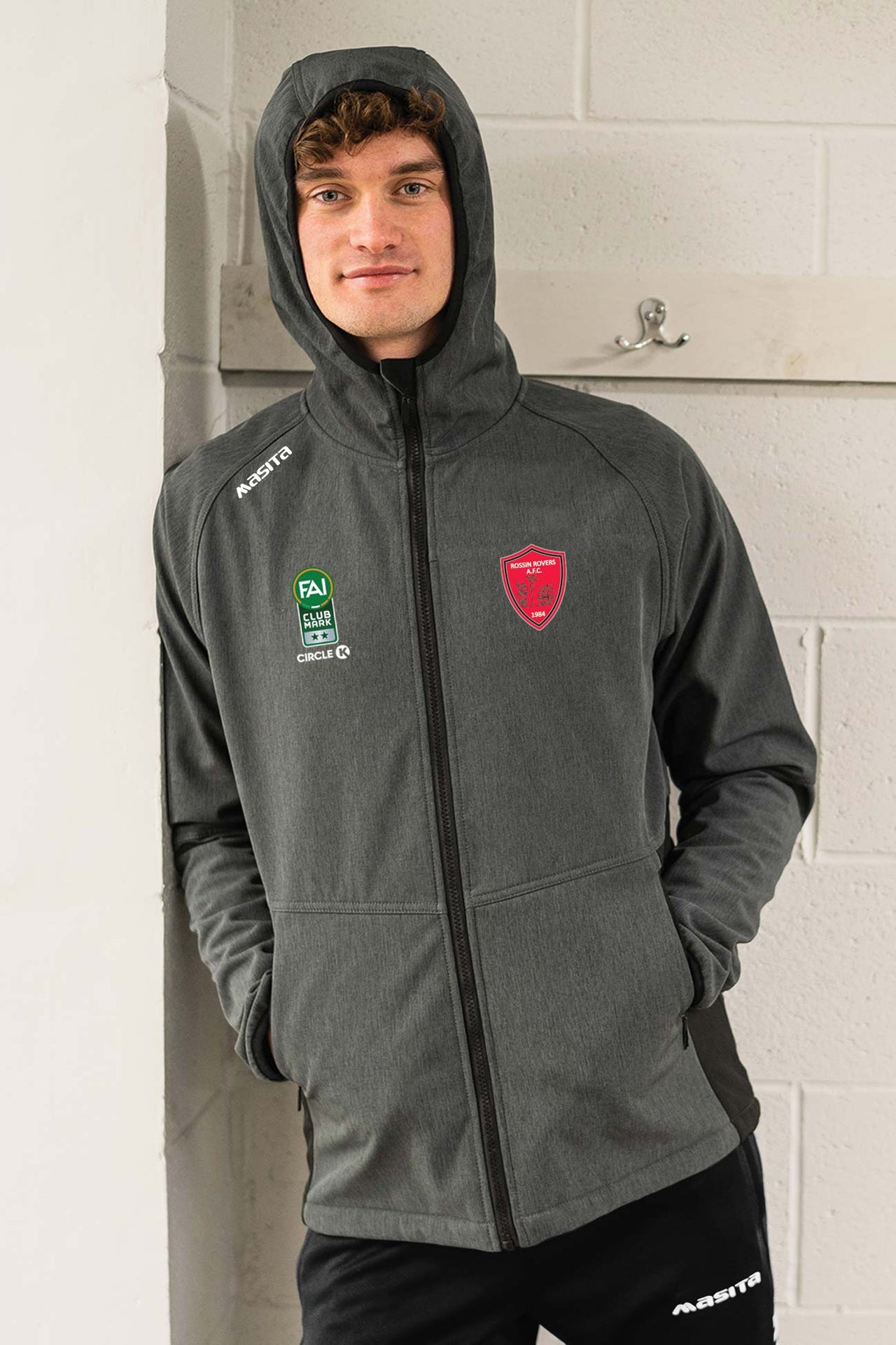 Rossin Rovers AFC Pop Up Shop Grey Softshell Hoodie Jacket Kids & Adults