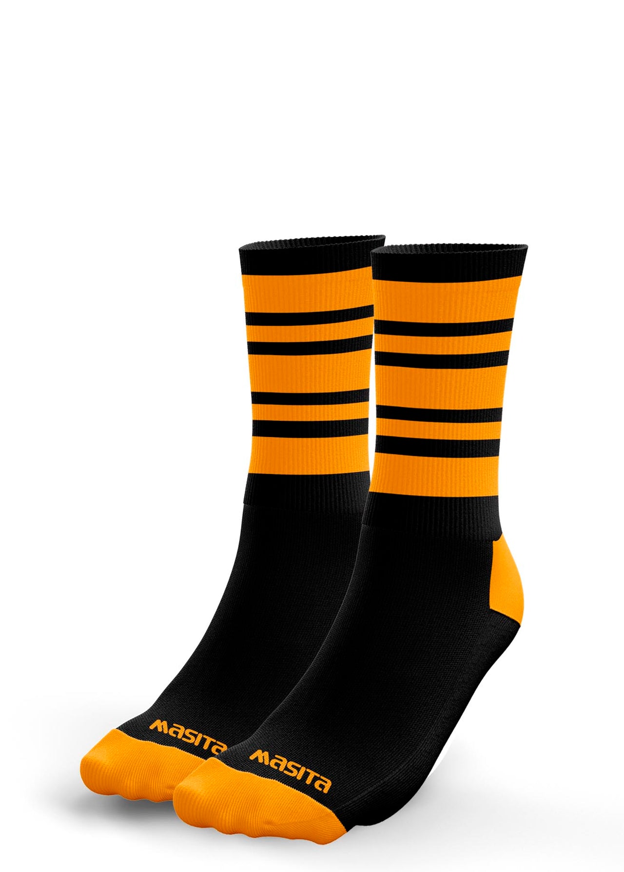 Black/Amber Hooped Midi Socks Adult
