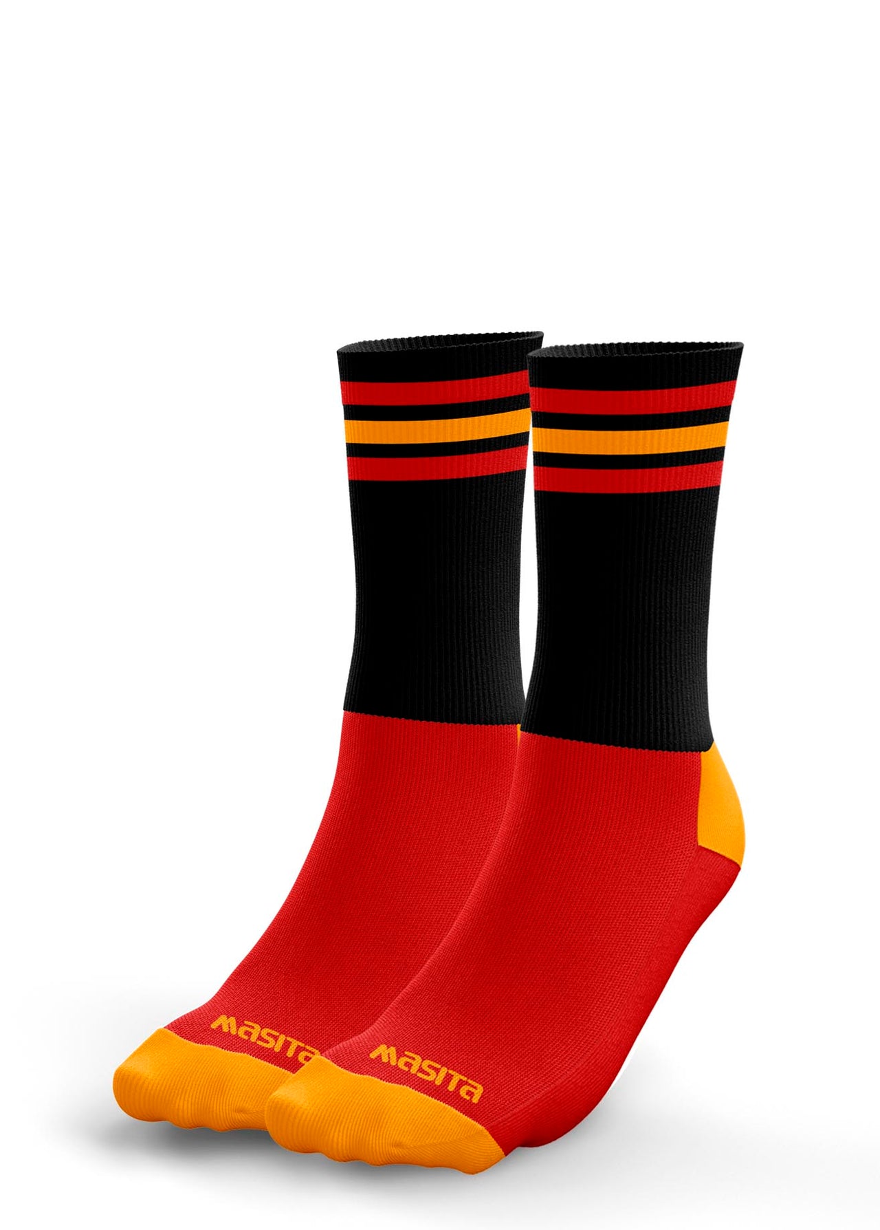 Black/Red/Amber Midi Socks Adults