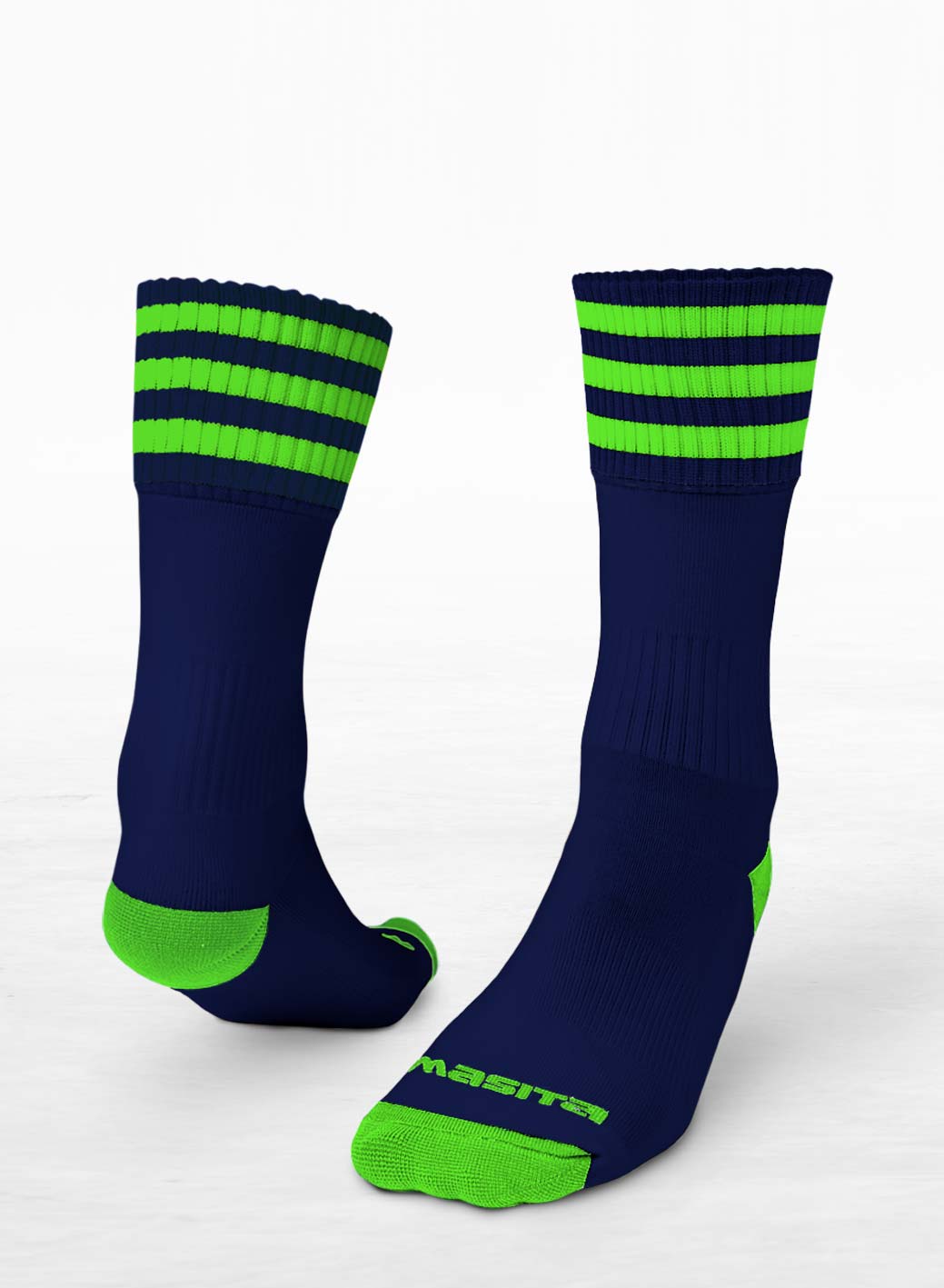 Navy/Neon Green Midi Socks Adult
