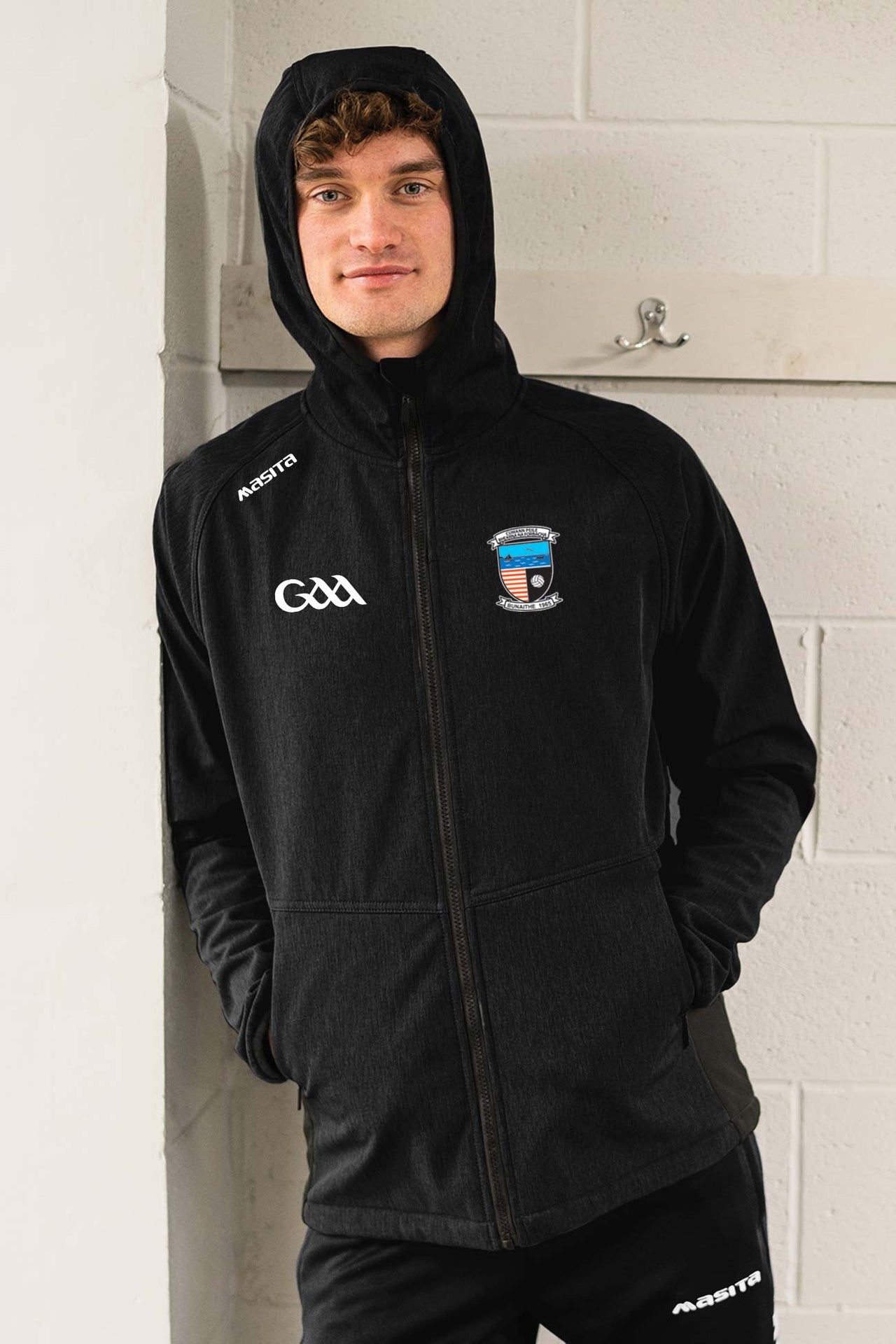 Bearna GAA Black Softshell Hoodie Jacket Adult