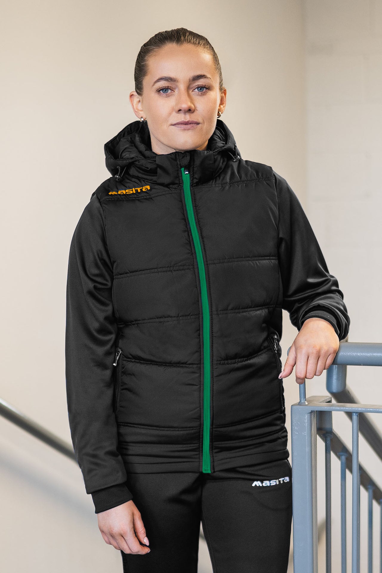 Nova Padded Jacket Black/Green/Amber