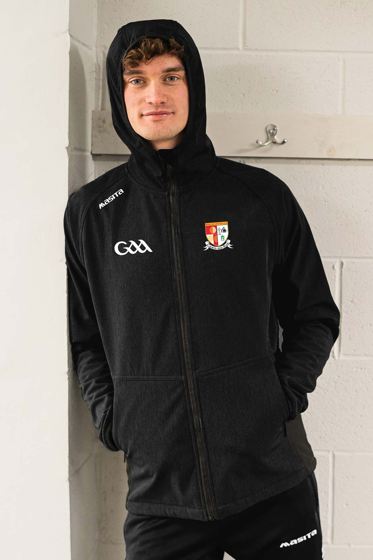 Carnlough Gaels  Black Softshell Hoodie Jacket Kids & Adults