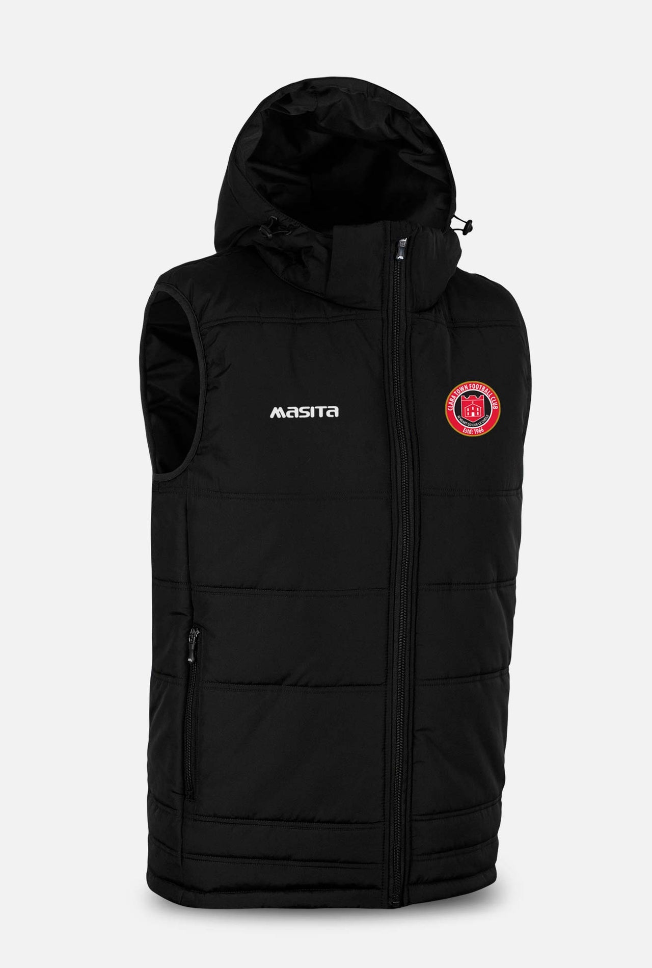 Clara Town FC  Black Nova Sleeveless Gilet Kids & Adults