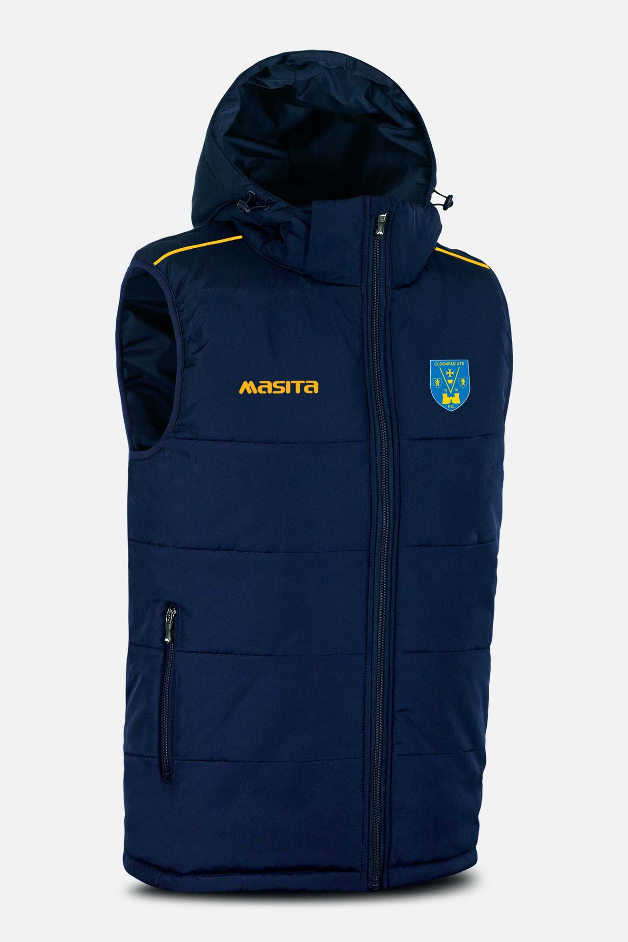 Cloonfad Utd Navy/Amber Sleeveless Gilet Kids & Adults