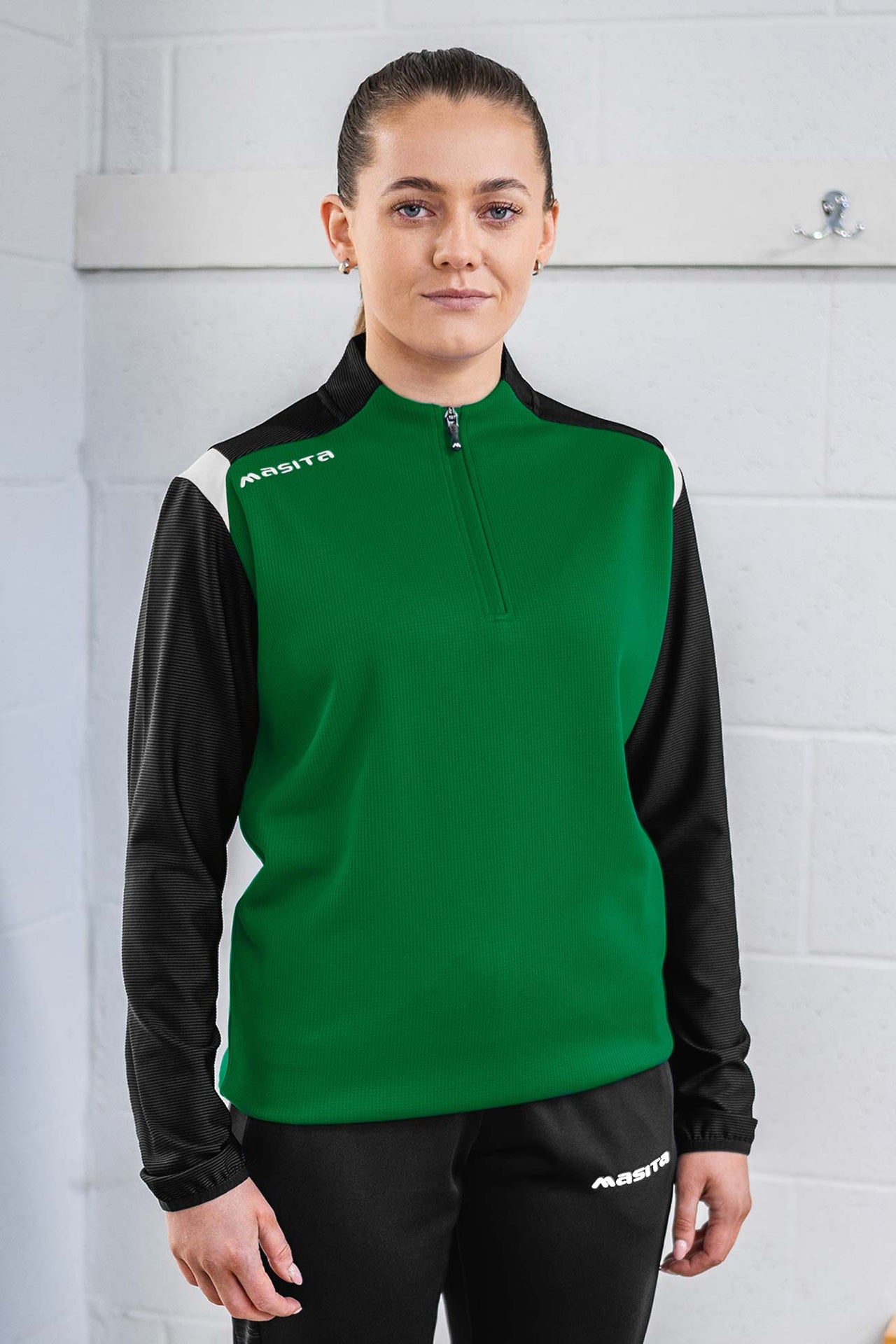 Tara Half Zip Green/Black/White