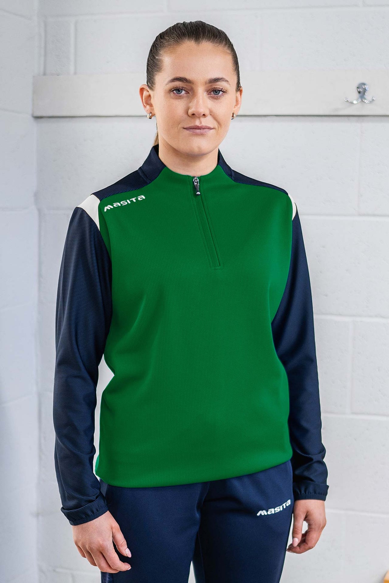 Tara Half Zip Green/Navy/White