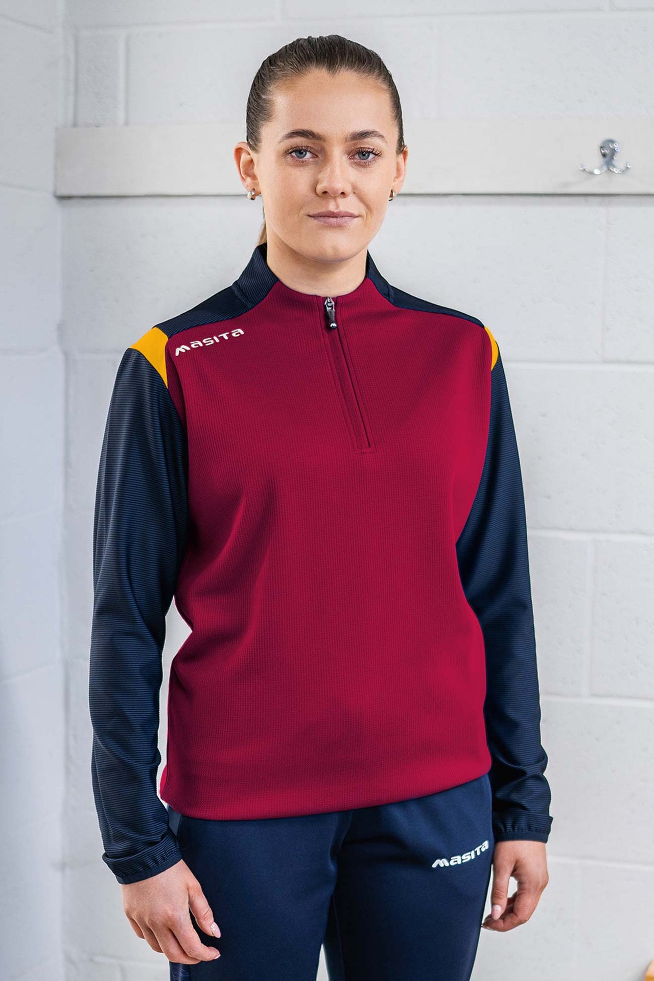 Tara Half Zip Maroon/Navy/Amber