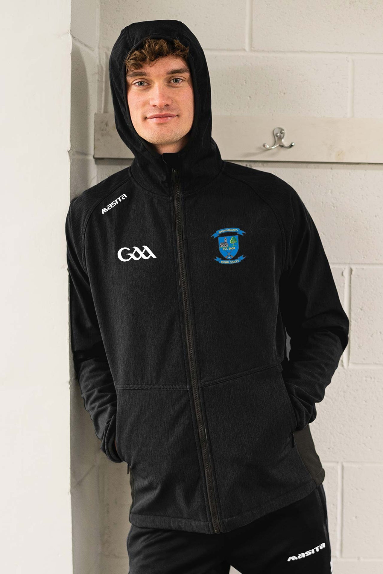 Michael Cusack's GAA Black Softshell Hoodie Jacket Kids