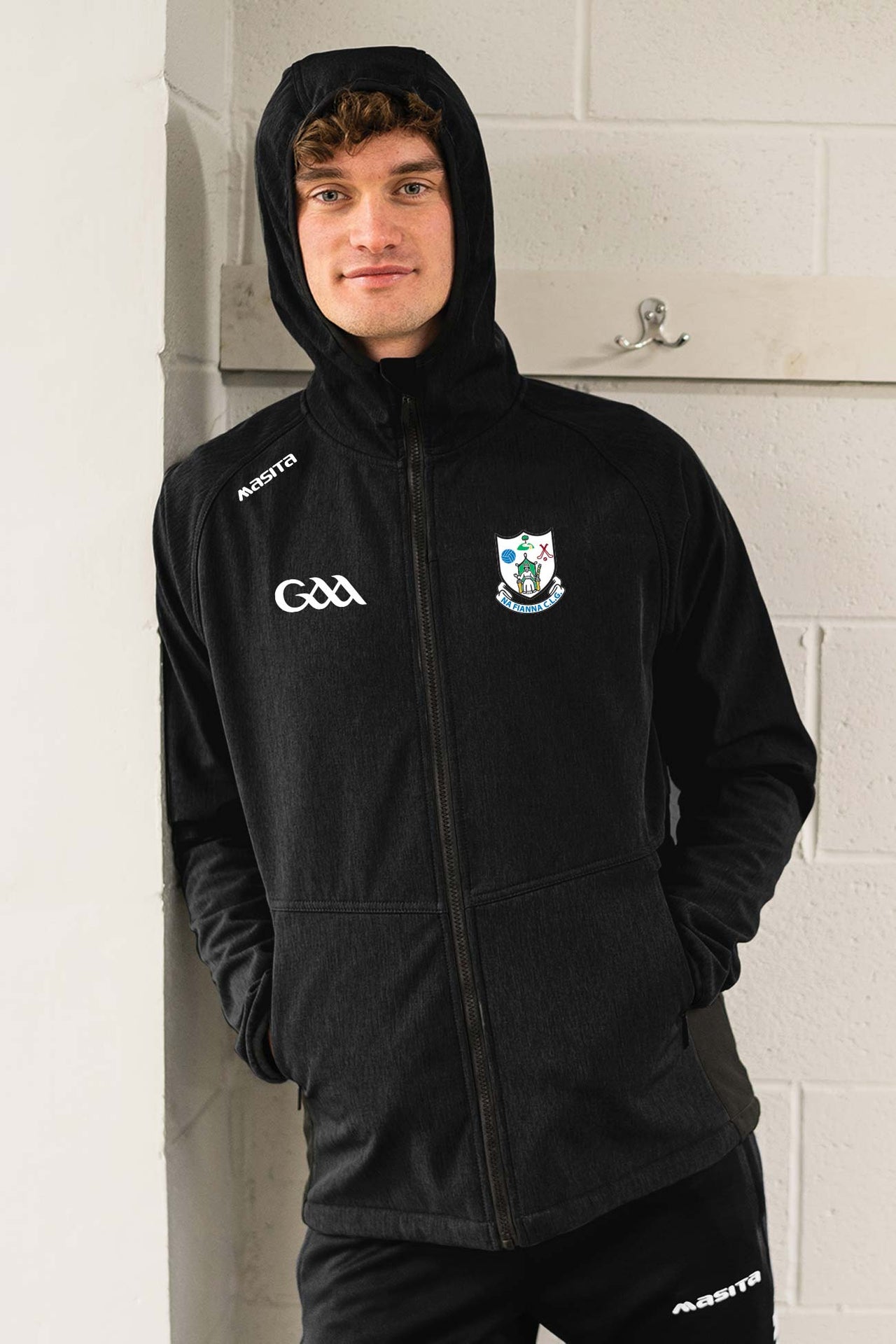 Na Fianna CLG Tara Style Black Softshell Hoodie Jacket Adult