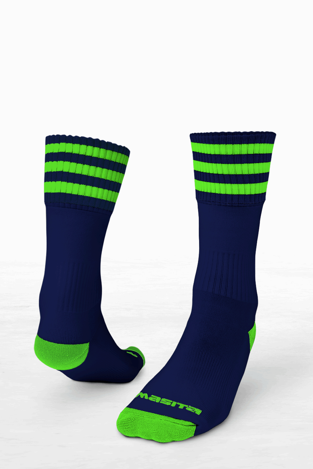 Navy/Neon Green Midi Socks All Sizes