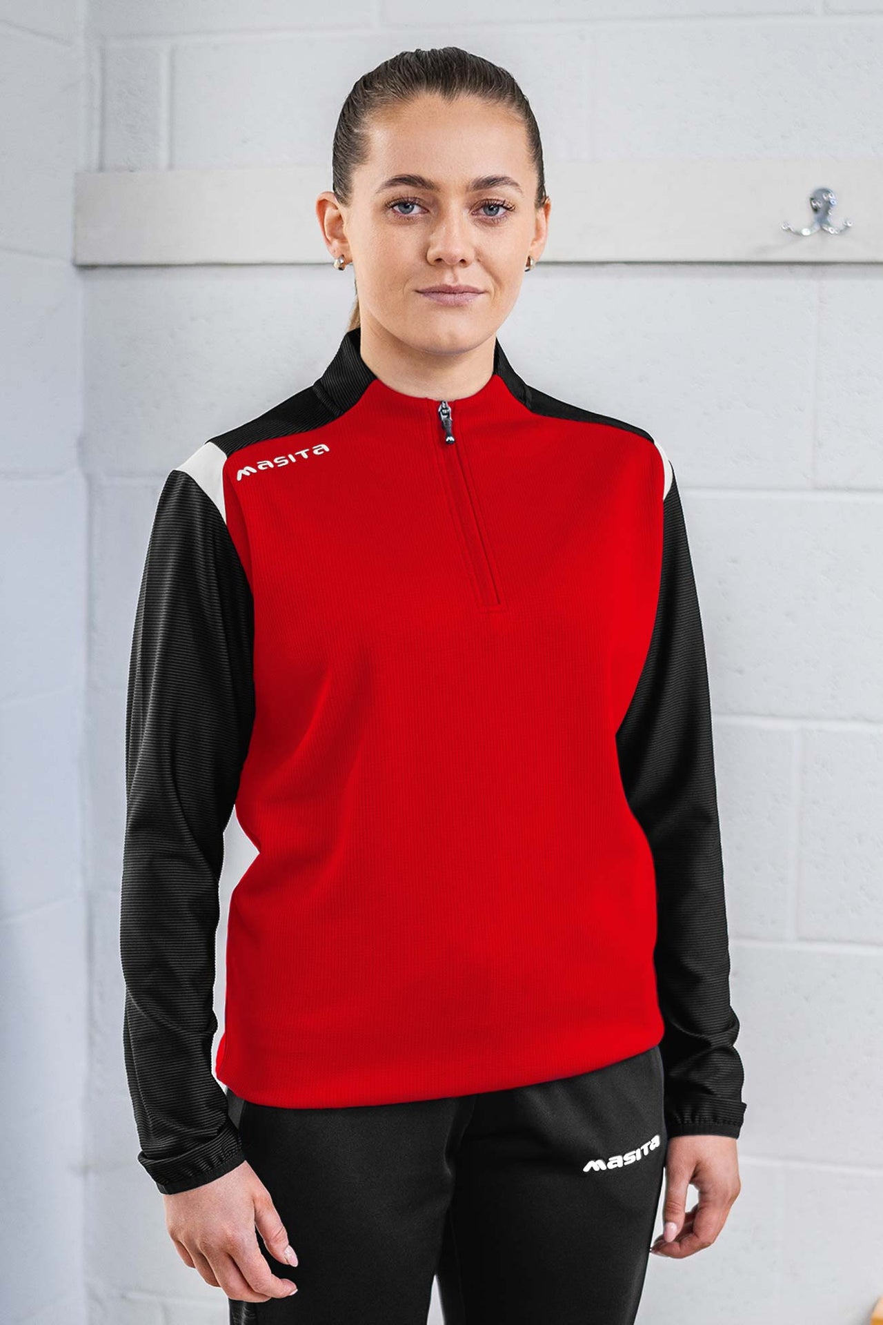 Tara Half Zip Red/Black/White