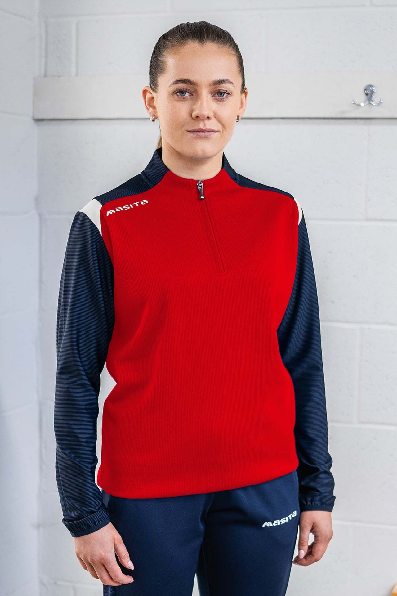 Tara Half Zip Red/Navy/White