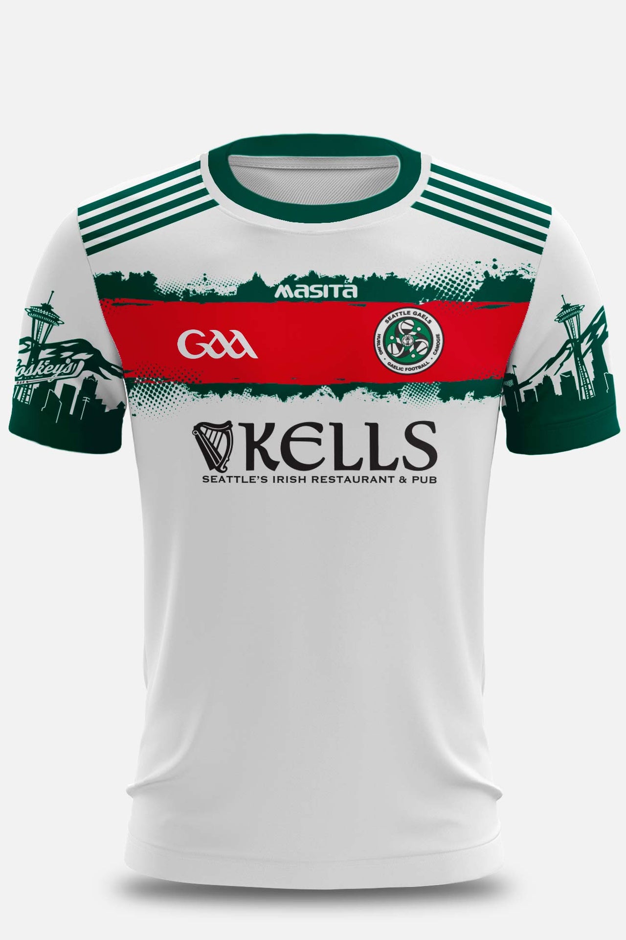 Seattle Gaels GAA White Away Jersey Regular Fit Adult