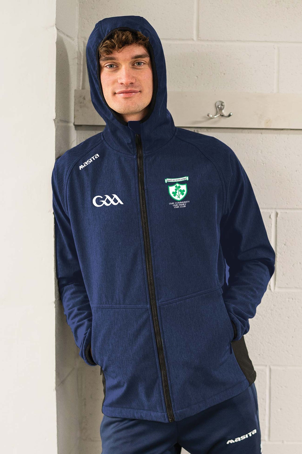 Shamrock Gaels  Navy Softshell Hoodie Jacket Kids & Adults