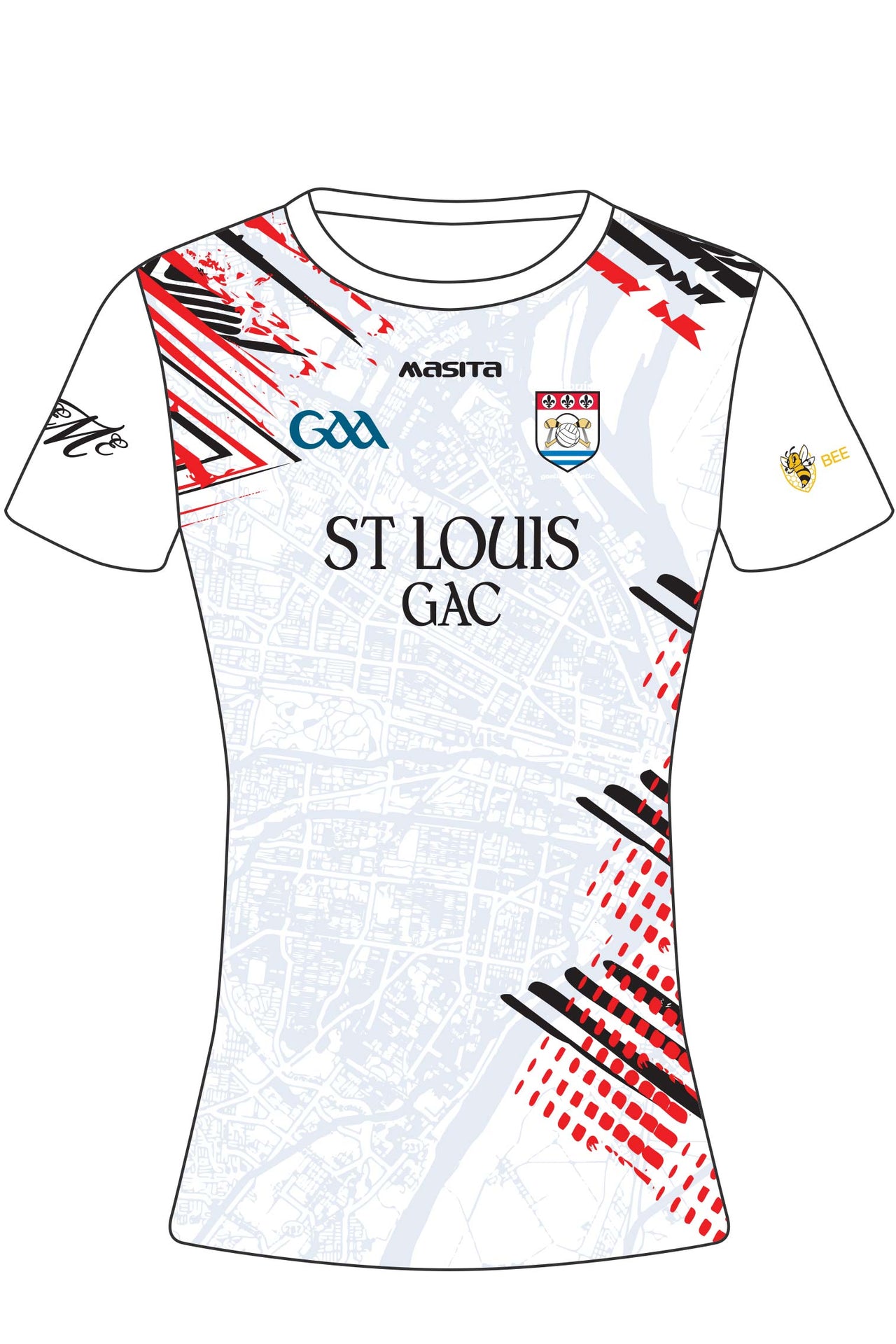 St Louis GAC Pop Up White GAA Jersey Regular Fit Adult