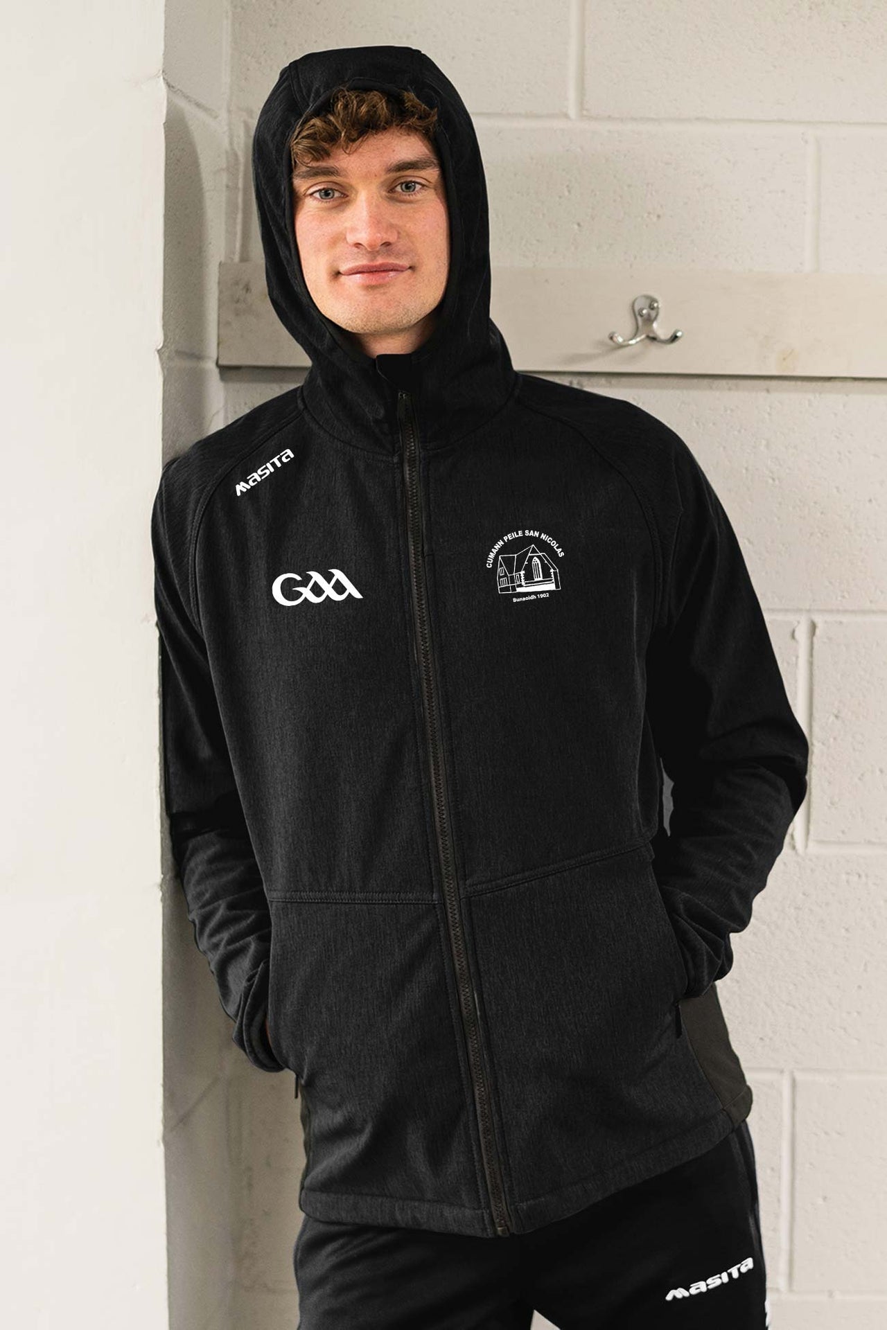 St Nicks GAA Pop Up Shop Black Softshell Hoodie Jacket Kids