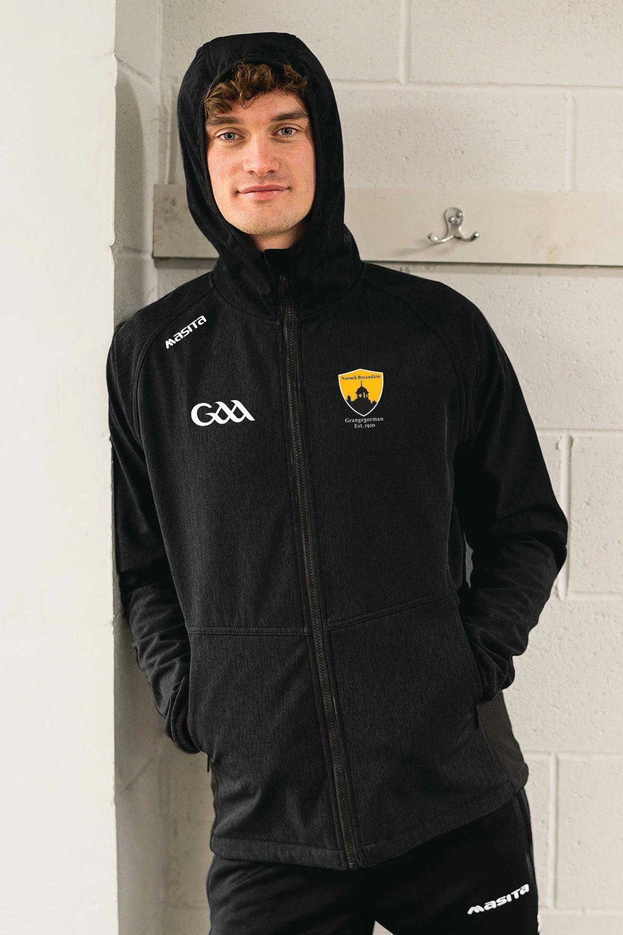 St Brendans GAA Grangegorman  Black Softshell Hoodie Jacket Kids & Adults