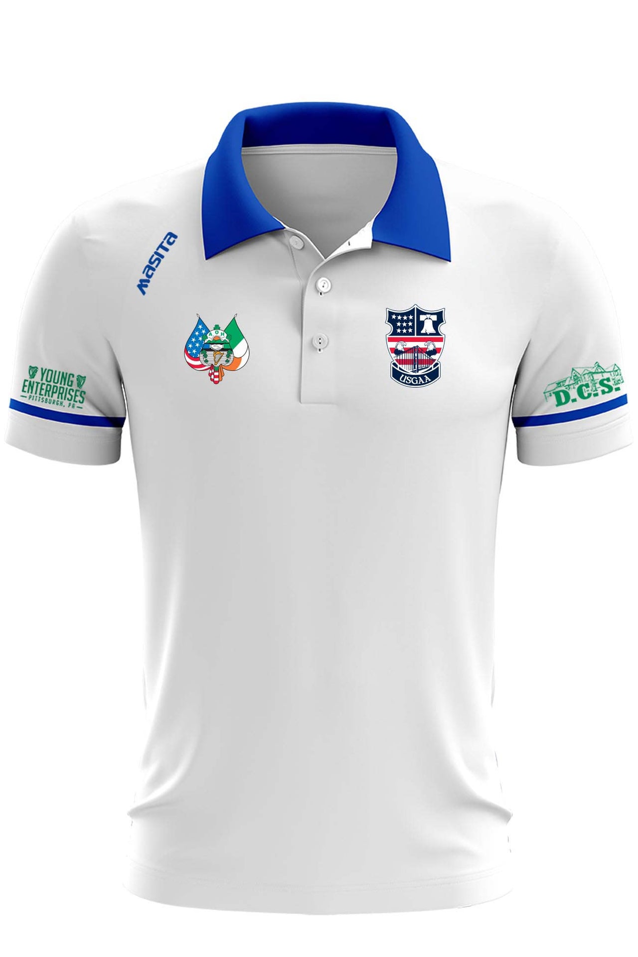 USGAA County White Polo Shirt Regular Fit Adult