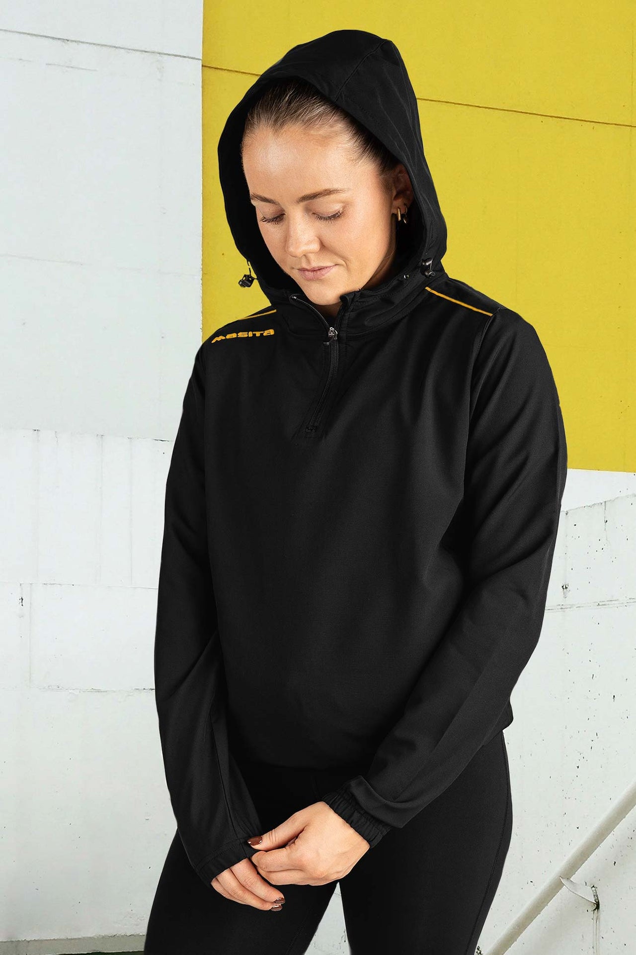 Vermont Hooded Pullover Half Zip Black/Amber