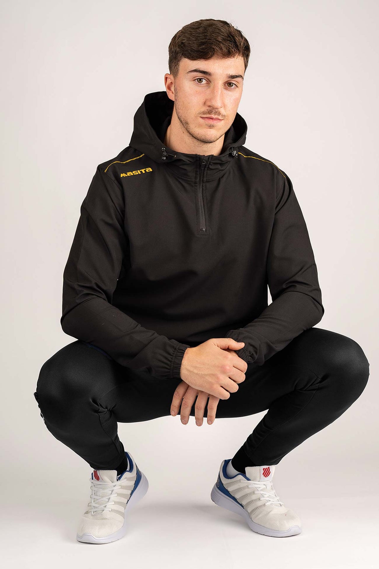 Vermont Hooded Pullover Half Zip Black/Amber