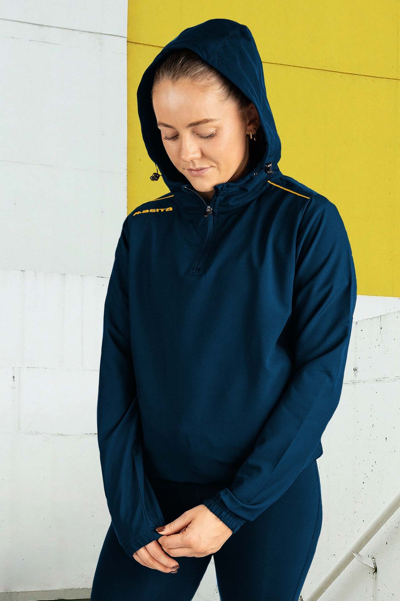 Vermont Hooded Pullover Half Zip Navy/Amber