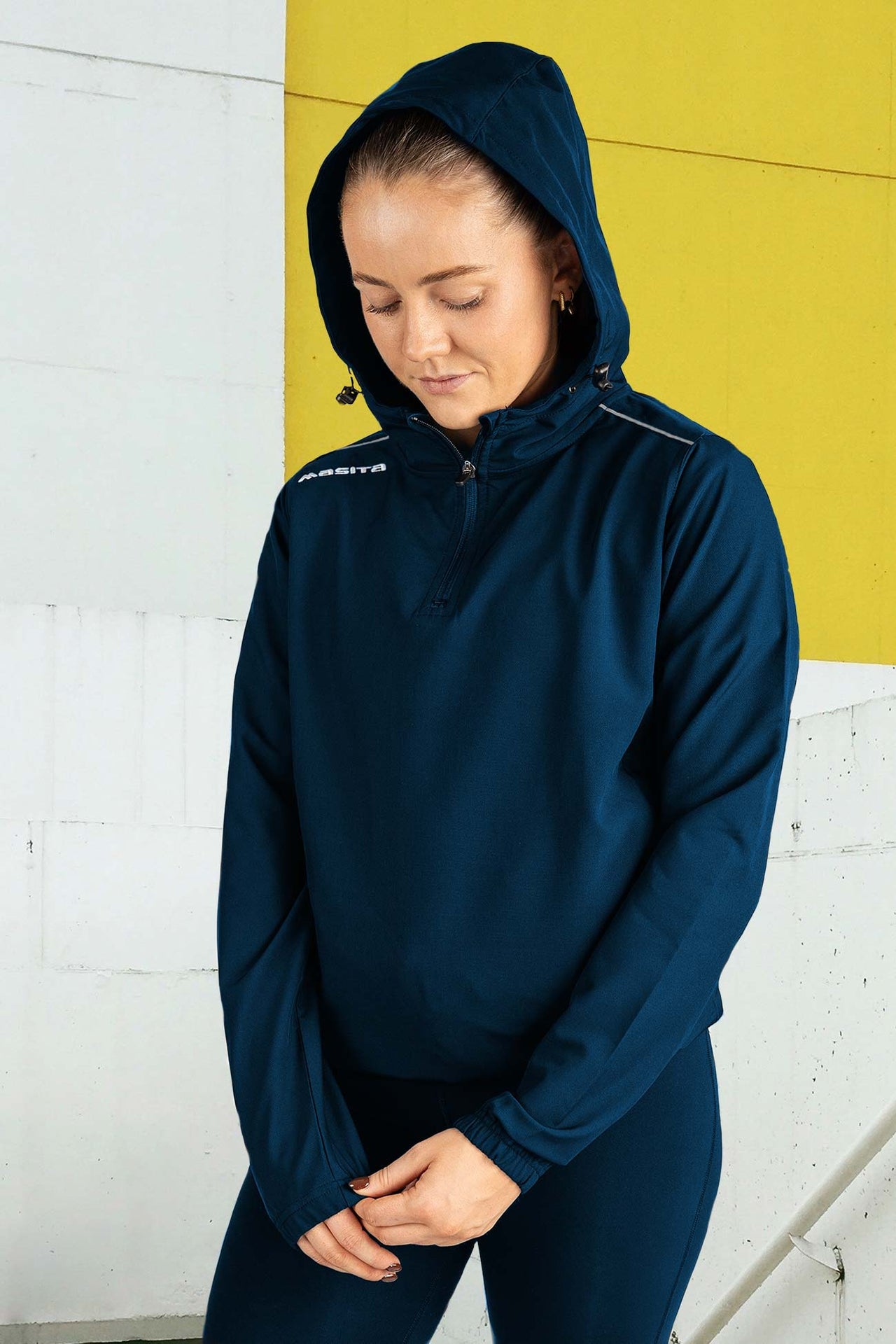 Vermont Hooded Pullover Half Zip Navy/Silver