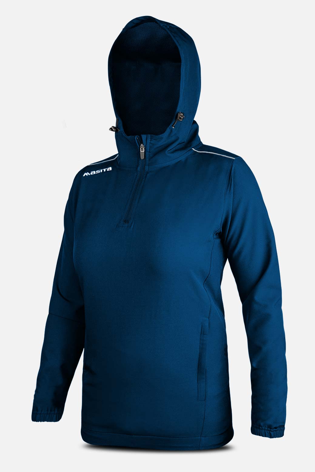 Vermont Hooded Pullover Half Zip Navy/White