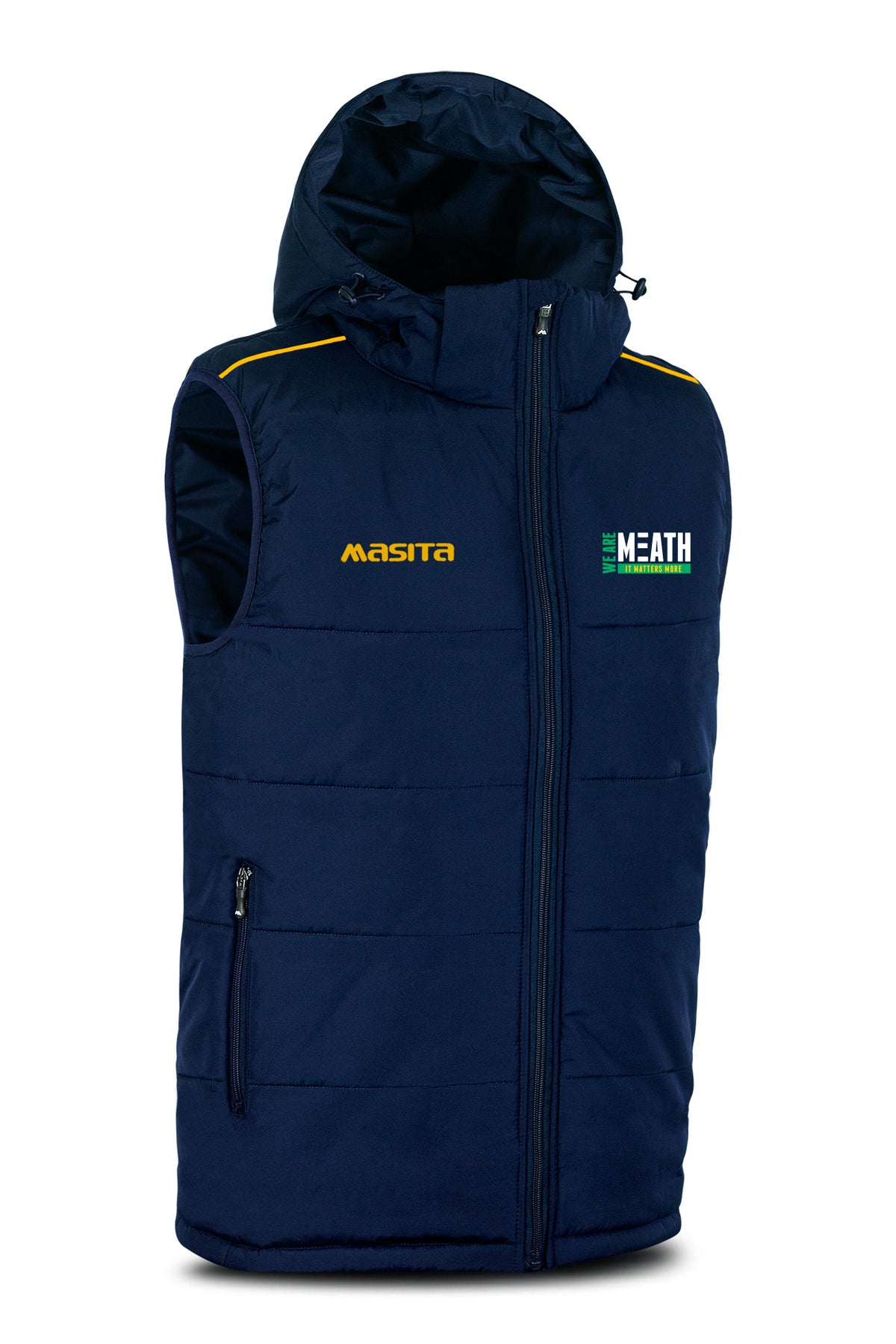 We Are Meath Pop Up Shop Tivo Style Navy/Amber Sleeveless Gilet Kids & Adults