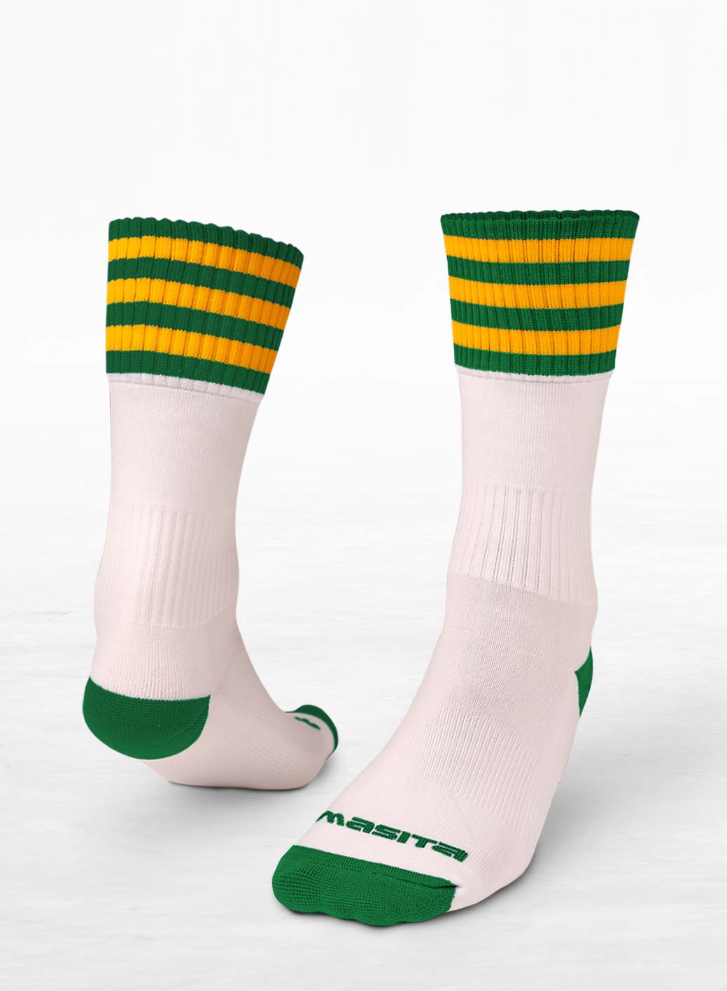 Donegal Camogie White/Green/Amber Midi Socks Kids & Adult